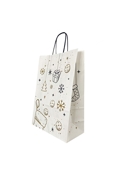 MC Micostore Punga hartie maner rasucit 26 x 12 x 35 cm alb/alb craciun papiroti