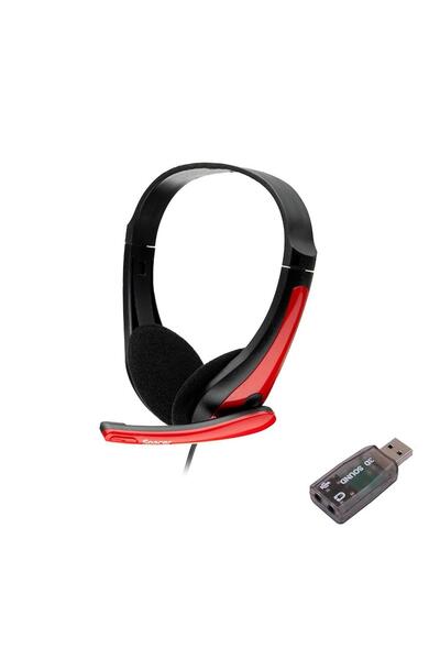 Spacer Căști SPK-507-USB cu microfon, Negru/Roșu