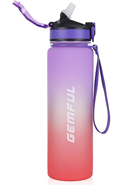 GENERAL 1L Water Bottle with Straw and Indicators Tritan Material Bpa Free Su...