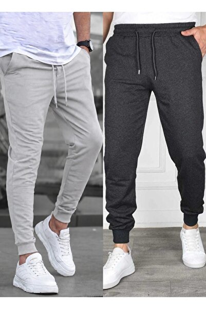 TORUK MAKTO Set of 2 Unisex Ribbed Leg Sweatpants Jogger Comfortable Fit Dail...