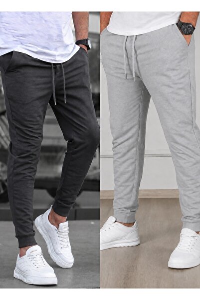 TORUK MAKTO Set of 2 Unisex Ribbed Leg Sweatpants Jogger Comfortable Fit Dail...