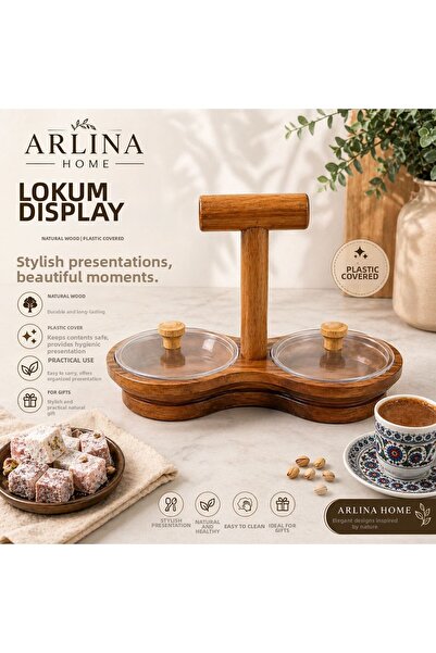 genel tr Natural Wooden Coffee Serving Tray Snack Tray