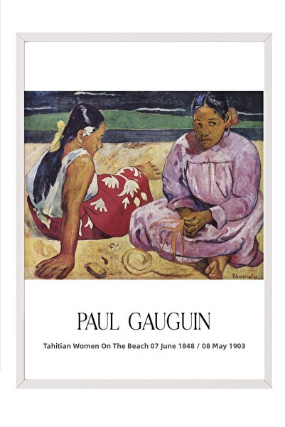 Postifull Paul Gauguin - Tahitian Women on the Beach, White Framed Art Print,...