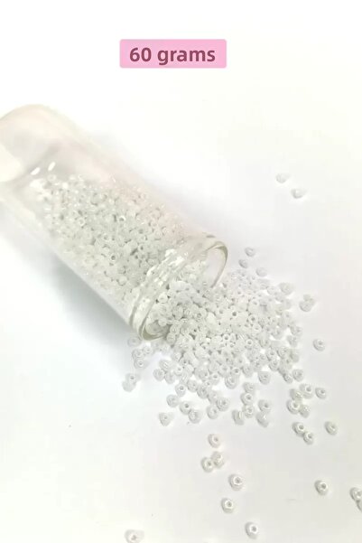 Mestore Bulky Glass Sand Beads (8/0) 3 mm - 60 Grams - Bright White - Bnc194