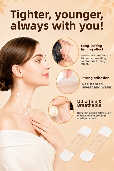 Juene 10-Piece Neck Lift Tape - Chin Face Neck Lift Anti-Wrinkle and Anti-Sagging Tape