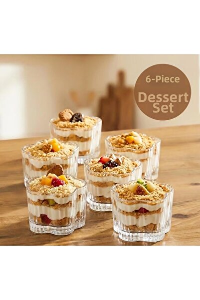 esdekor Flower 6-Piece Glass Bowl Pudding Dessert and Ice Cream Bowl Breakfas...