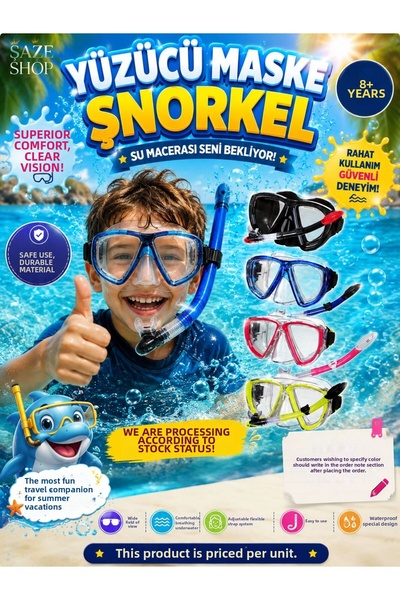SAZE Children's Swimming Mask Snorkeling Set Adjustable Sea Pool Diving Goggl...