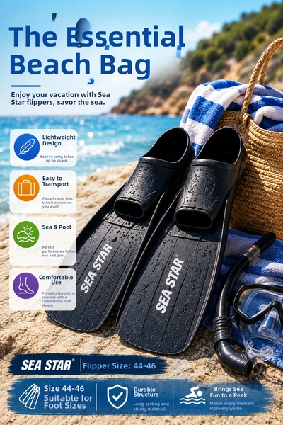 OpenCity Μαύρη παλέτα κολύμβησης Sea Star 44-46 Full Foot Μαύρη παλέτα κολύμβ...