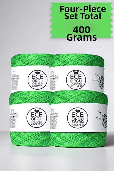 Ece Örgü Tasarım Atölyesi Grass Green Multi-Strand Italian Mercerized Cotton ...