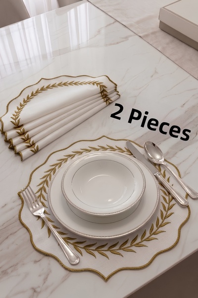 BaksLiving 2 Pieces Gold Embroidered American Service-Supla Set