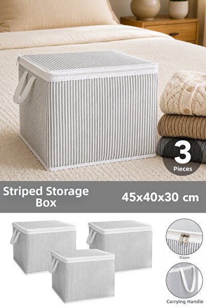 Meleni Home 3 Striped Mini Storage Bags - Socks, Sweaters, Clothing Organizat...