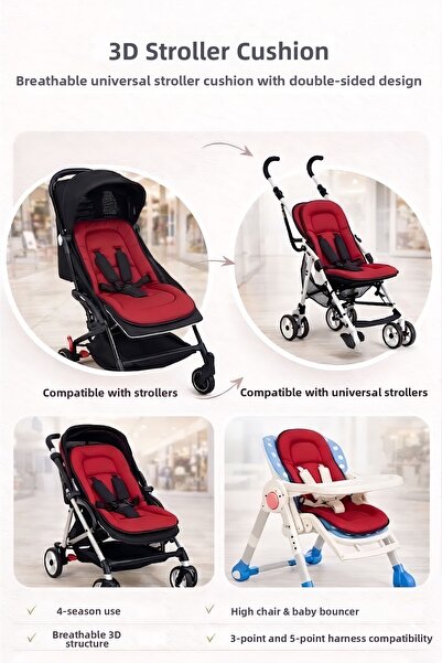 ubeybi Baby Stroller Cushion Universal 3D Mesh Breathable Anti-Sweat Stroller...