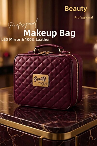 Beauty Vogue Professional Makeup Bag with Led Mirror and Suitcase Hanger