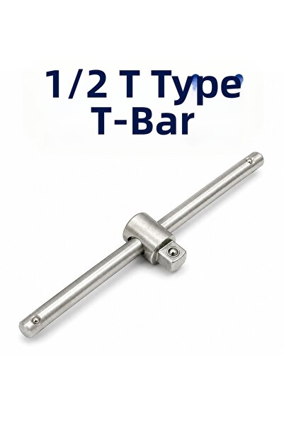 NO BRAND T-Handle 1/2 250mm Socket Wrench Handle Sliding T-Handle Chrome Vana...