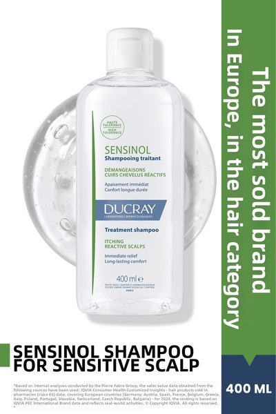 Ducray Sensinol Shampoo to Help Reduce Discomfort on the Sensitive Scalp 400 ml