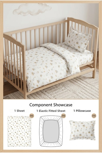 Bebelz Park Bedding 100% Cotton Cute Fill Patterned 3 Piece Baby Duvet Cover ...