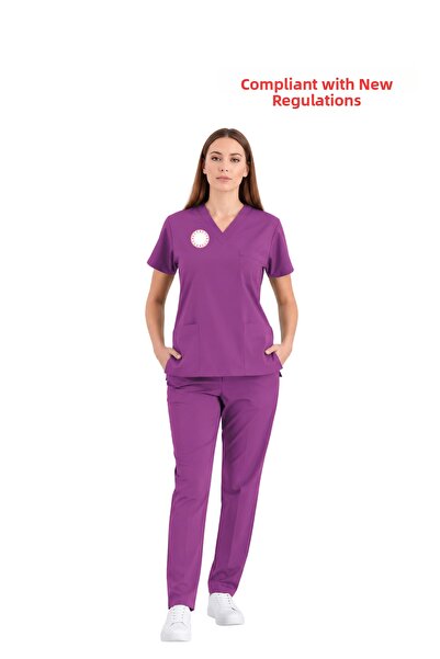 Brl Üniforma Set unisex Mor Ebe Forma Jersey Lycra Scrubs - Conform noului re...