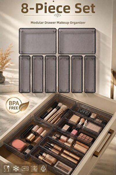 VİGENTİNO Set modular de machiaj din 8 piese - Organizator de machiaj pentru ...