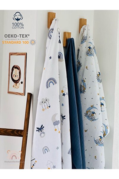 Fulya Tuhafiye 100% Cotton 3-Piece Muslin Baby Blanket Set Oeko-Tex Certified...