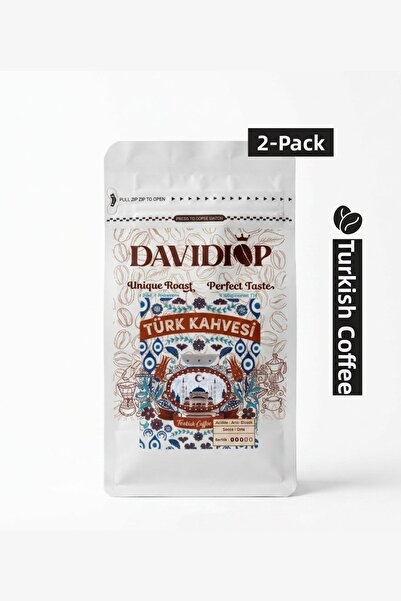 DAVIDIOP قهوة تركية تقليدية مطحونة 250 جرام عبوة من 2 قطعة