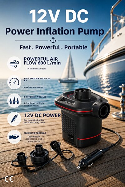 craftivio 12V Electric Inflator Pump with Cigarette Lighter Port - In-Car Cam...