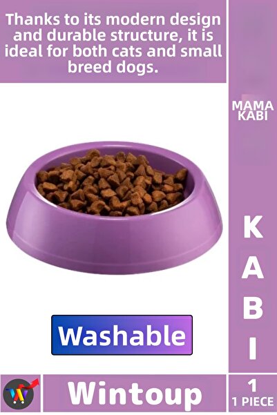 Wintoup # Food Bowl Sturdy Durable Plastic Washable Cat Dog Pet Bowl Large Ro...