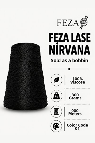 Feza Lase Nirvana 100% Viscose Bobbin Knitting Yarn 300 Gr 900 Meters - Hand ...