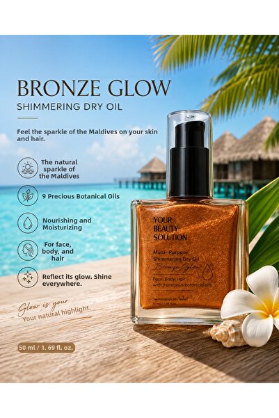 Your Beauty Solution Golden Glow Shimmering Dry Oil Facial and Body Hair Care...