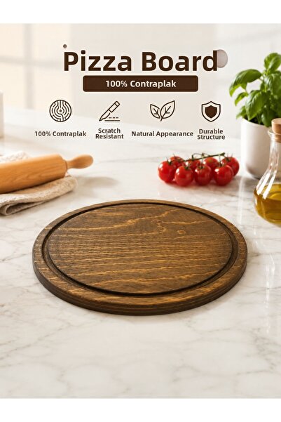 UZUN AHŞAP DEKORASYON Wooden Pizza Plate Board Pizza Base 28 cm