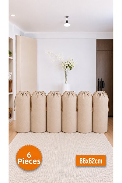 Balkan Room 6 Pieces Beige Drawstring Storage Bag Xlarge 86X62 cm - Moving Ba...