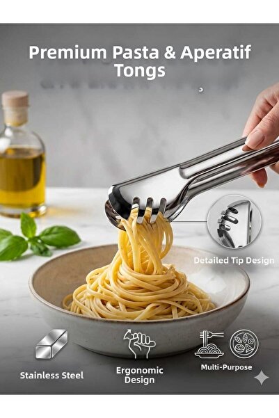 LOVYCO Stainless Steel Premium Pasta and Salad Tongs - Multi-Purpose Serving ...