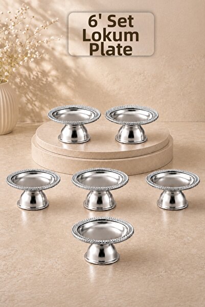 Meleni Home Set of 6 Silver Presentation Bowls with Spike Pattern - Chocolate...