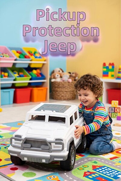 Tıfıl Toys سيارة بيك أب جيب - شاحنة لعبة بيضاء من نوع البيك أب ذات صندوق حمول...