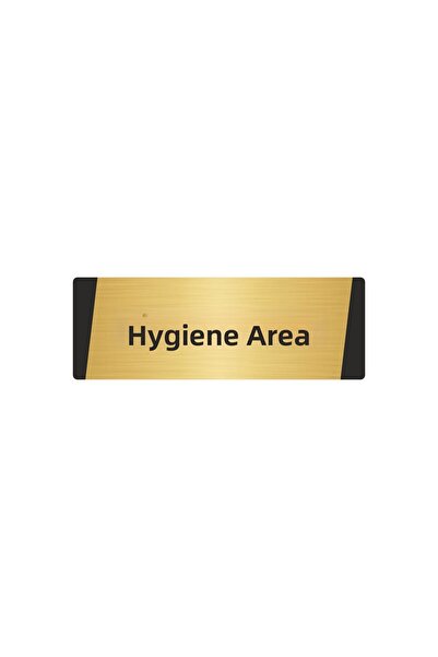 Özarslan Dizayn Hygiene Area Metal Warning Sign 7X20 cm Gold Color