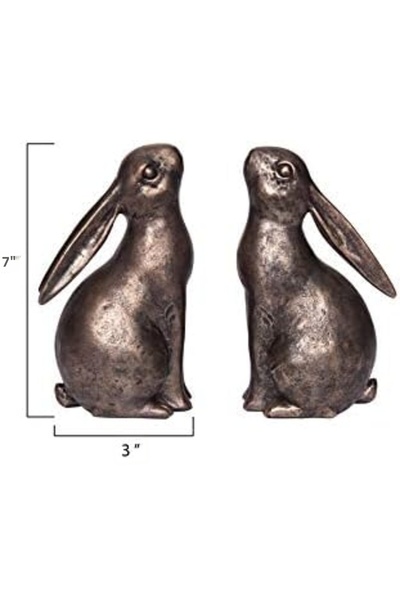 Yıldızan Co-Op Bronze Resin Rabbit Shaped (Set of 2) Bookends, 2 Pieces 1216548