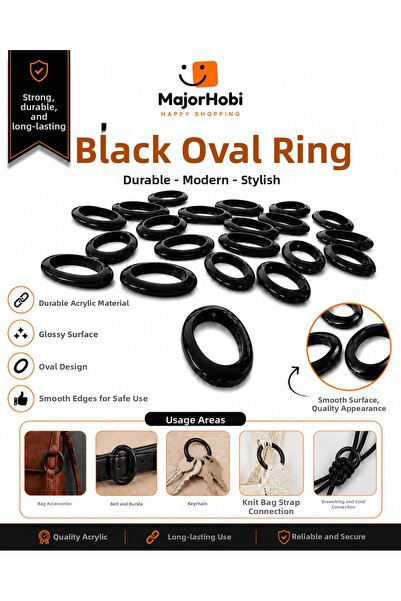 Major Hobi 33.5X22.5Mm Black Oval Acrylic Beads with Hole Jewelry Making Appa...