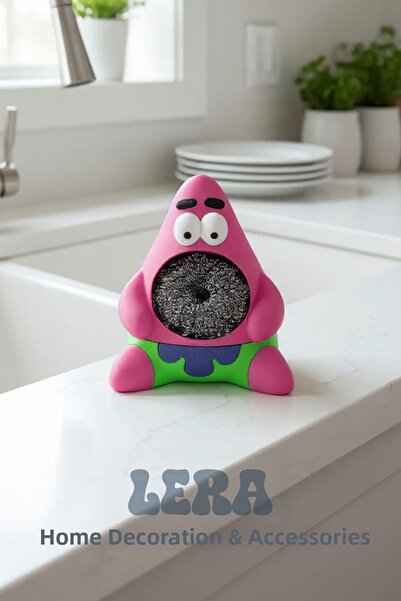 FDM DEKOR Countertop Dish Wire Organizer with Patrick Figure – Cute Kitchen A...