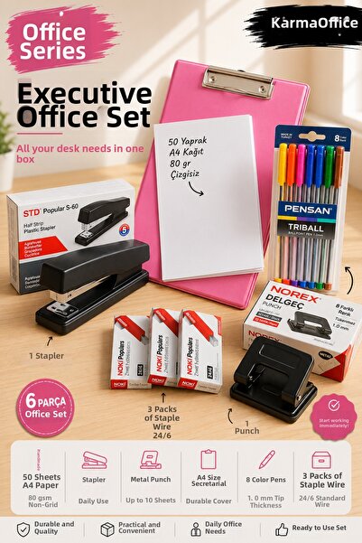 KarmaOfis Office Series Executive Office Set |   Pink A4 Secretary's Set, 50 ...