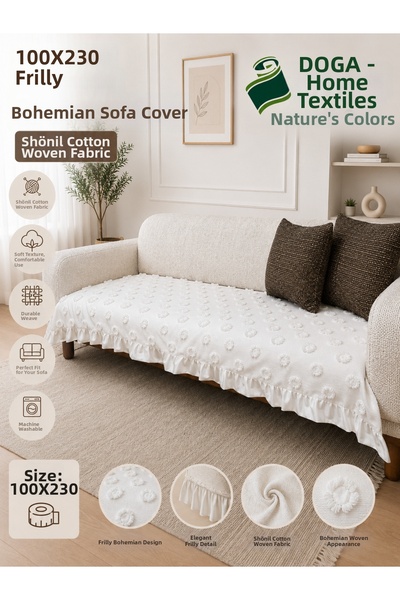 DOĞA EV TEKSTİLİ Doğanın Tüm Renkleri 100X230 Κάλυμμα καναπέ με βολάν Bohemia...