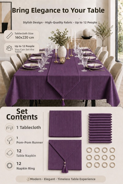 Cardea Colber Tablecloth Set 12 Person 26 Pieces