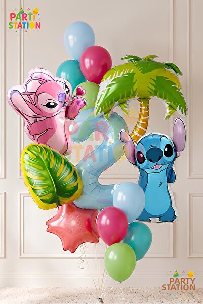 Parti Station Lilo Stitc Balloon and Angel Balloon 2 Years Old 14 Piece Giant...