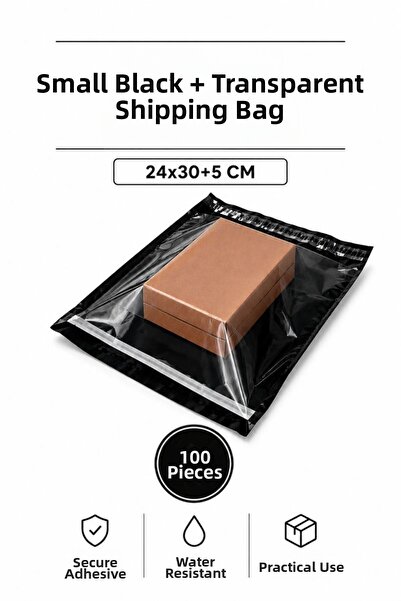 Mestore Small Size Black Transparent Cargo Bag 24X30+5 cm 100 Pieces