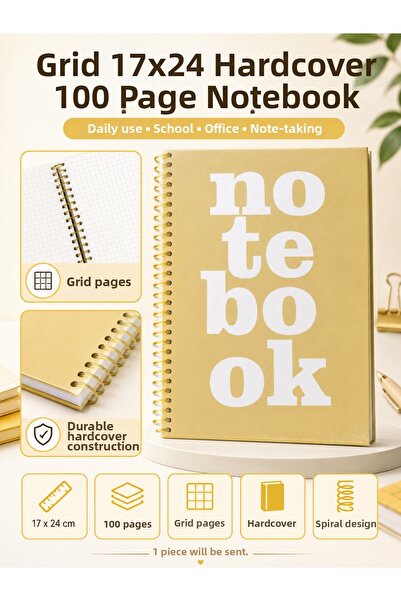 kruxon Checkered Hard Cover Notebook 17X24 Spiral 100 Sheets