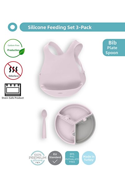 OiOi Puzzle 3 Piece Food Set Misty Lilac
