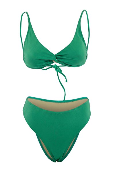 Trendyol Collection LYCRA cu acoperire triunghiulară verde, rezistentă la clo...
