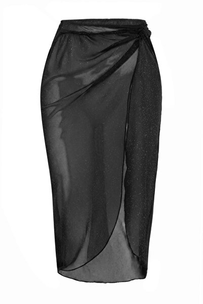 Trendyol Collection Black Plain Midi Woven 100% Polyester Pareo Tbess26Pr00016