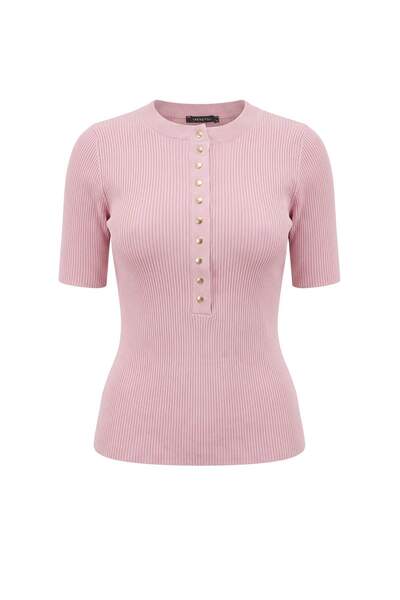 Trendyol Collection Wardrobe Essentials Powder Snap Detailed Ribbed Summer Kn...