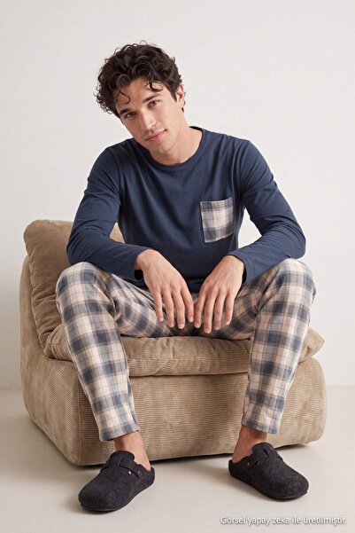 Trendyol Collection Anthracite Regular Printed Homewear Pajama Set Tmnaw27Pt0...