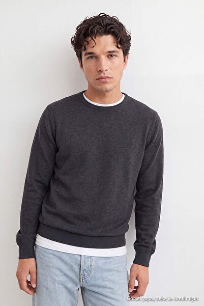 Trendyol Collection Anthracite Black Regular/Comfort Fit Soft Touch Sweatshir...