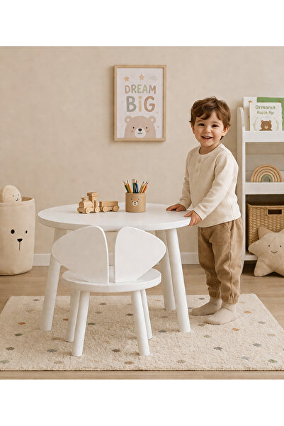 Mickey Sandalye Set, Mdf Montessori çocuk odası masa ve sandalye, oyun masası